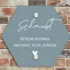 Effen blauwgrijs - Sierlijk Naambord Hexagon klein -sfeer2