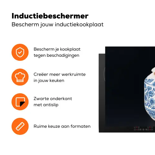 Kokosnoot - Eten - Delfts blauw - Drinken Inductie beschermer vinyl 3mm klein -zzzzzzz-td-ups