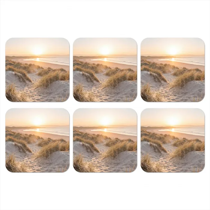 Duinen - Strand - Zee onderzetter kurk middel -3d
