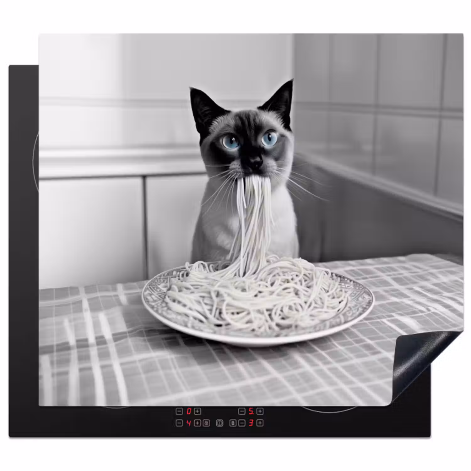 Inductie beschermer - Kat - Siamees - Zwart Wit - Schattig - Dieren