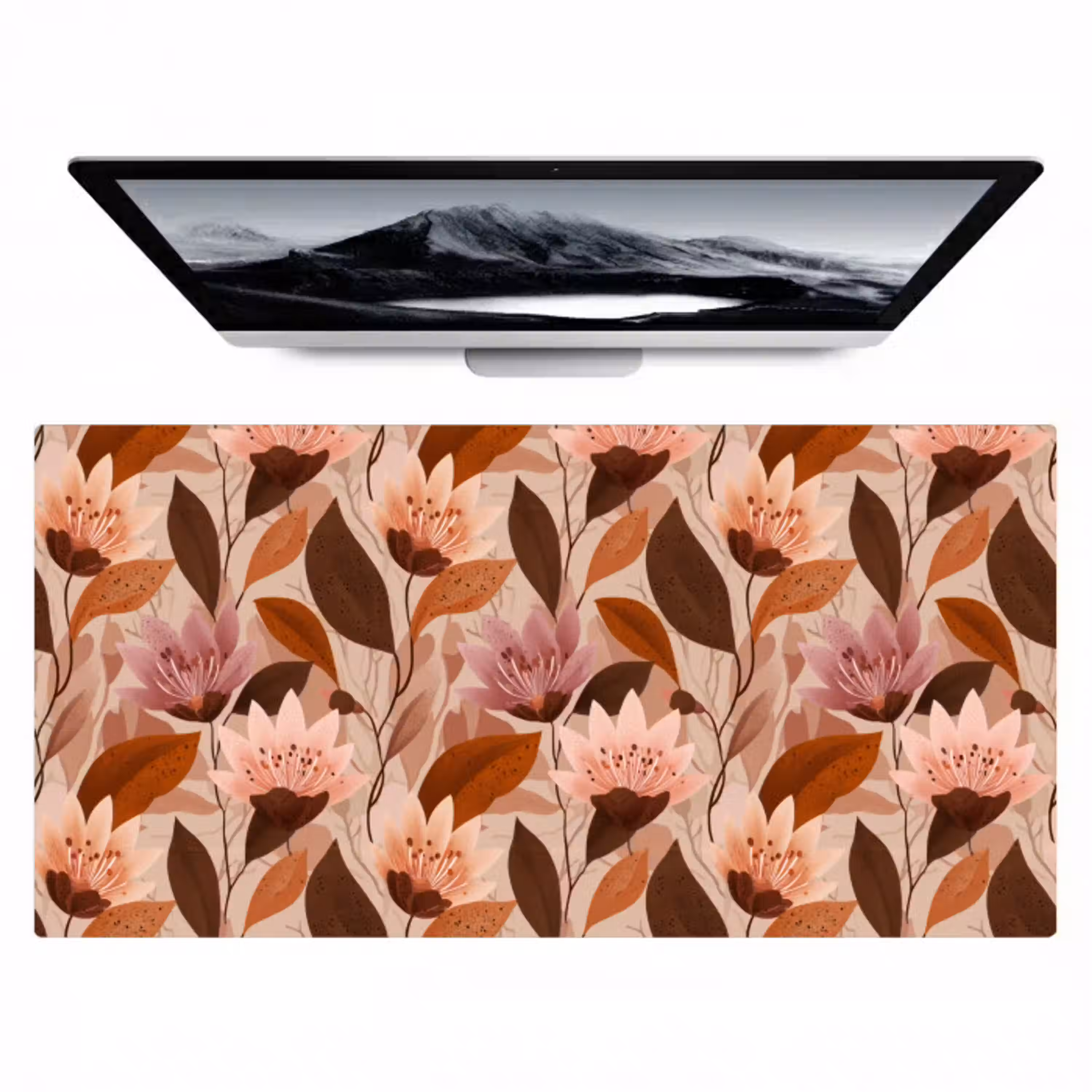 Bloemen - Bladeren - Bruin Muismat XXL klein 681 -zzz3d