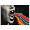 Mond - Golven - Regenboog poster papier klein -3d