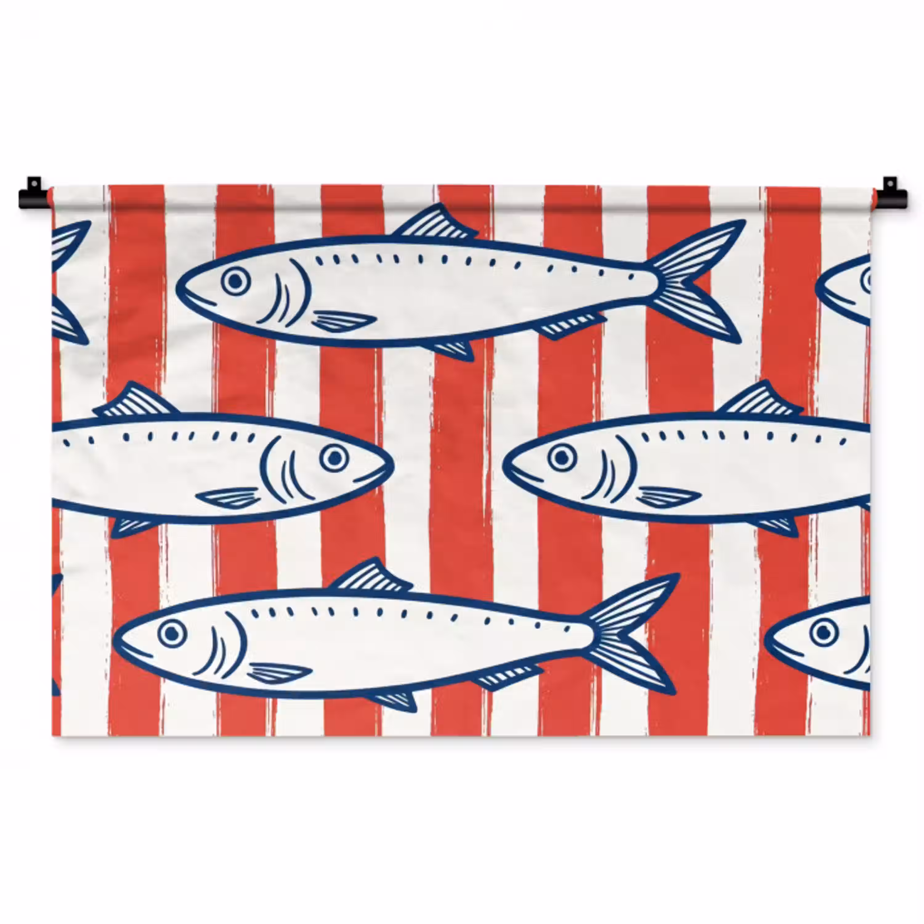 Vis - Patroon - Strepen - Illustratie - Rood Wandkleed katoen middel -zz3d