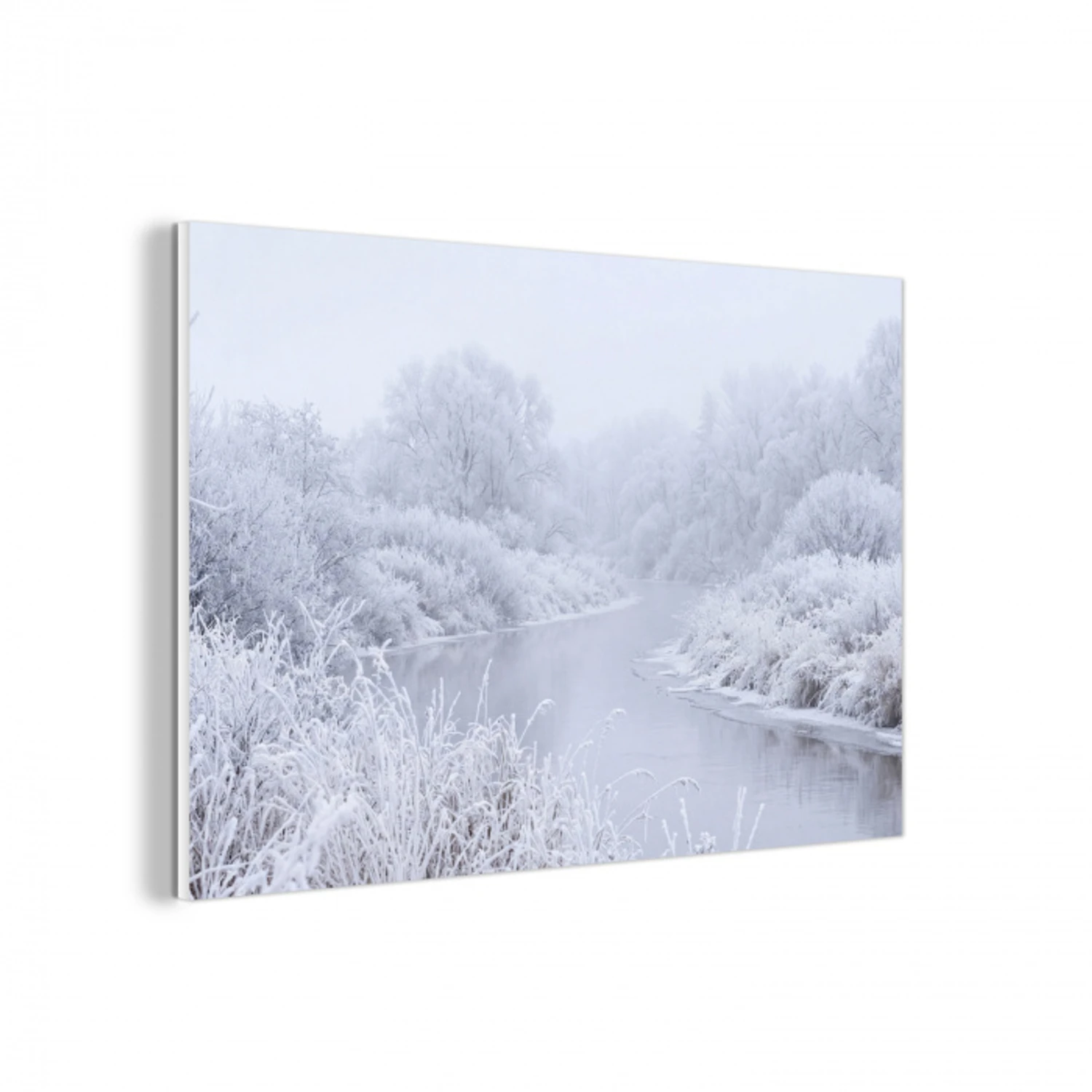 Rivier - Sneeuw - Bos - Winter - Schilderachtig forex 5mm xxl -3d