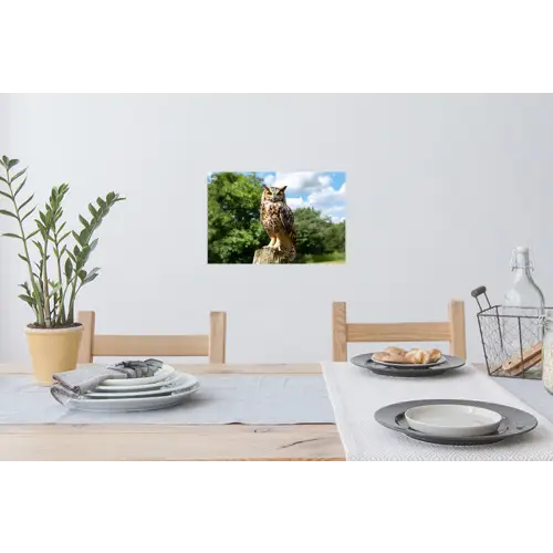 Uil - Boomstronk - Bos - Lucht Muursticker klein -eettafel