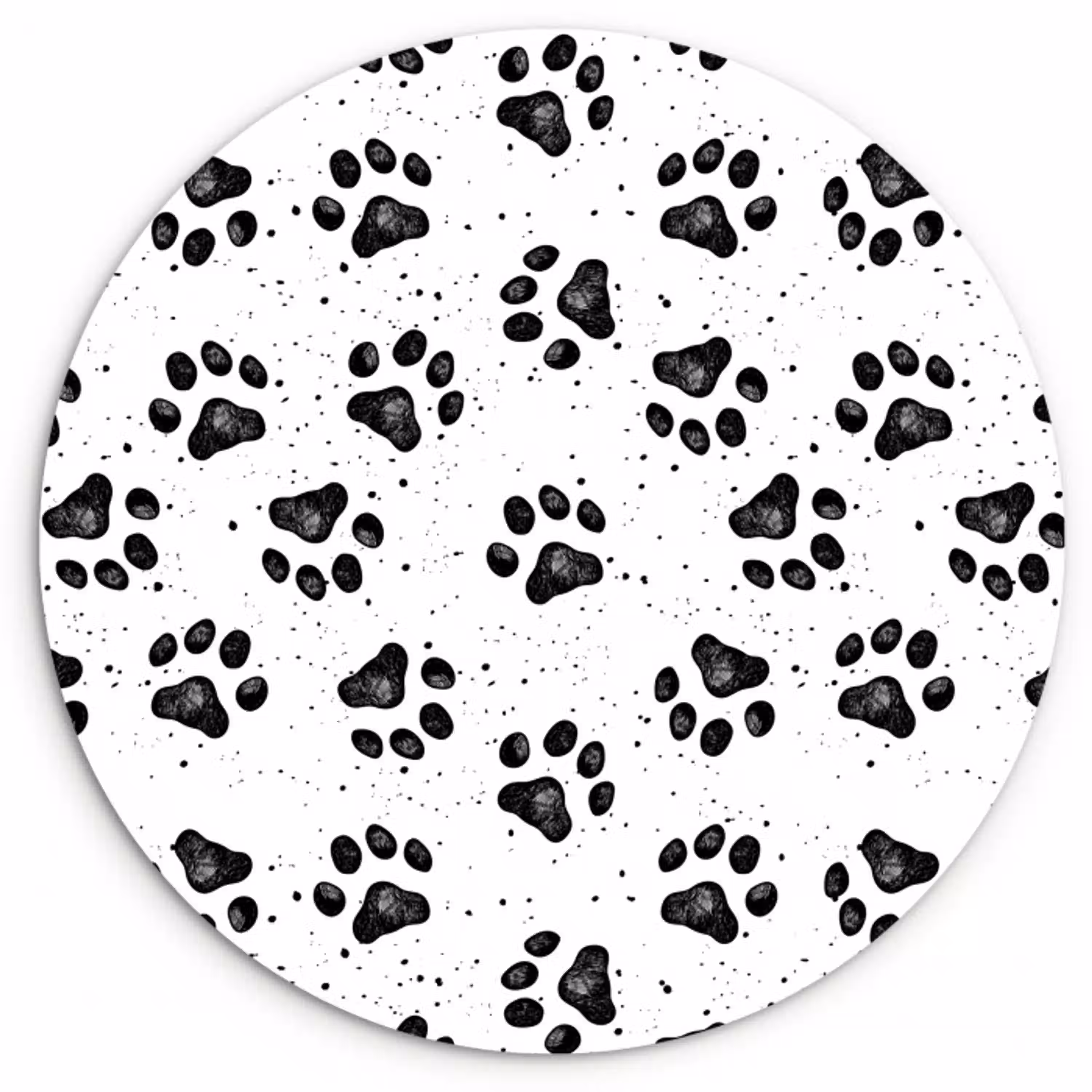 Paw - Pattern -Black Wandcirkel kunststof plaat 5mm dik klein 188 -3d