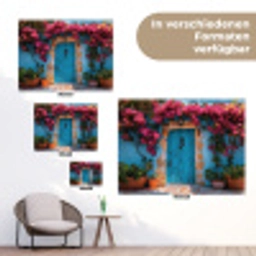 Deur - Hout - Bloemen - Blauw tuinposter los doek klein -Xsfeer9_DE