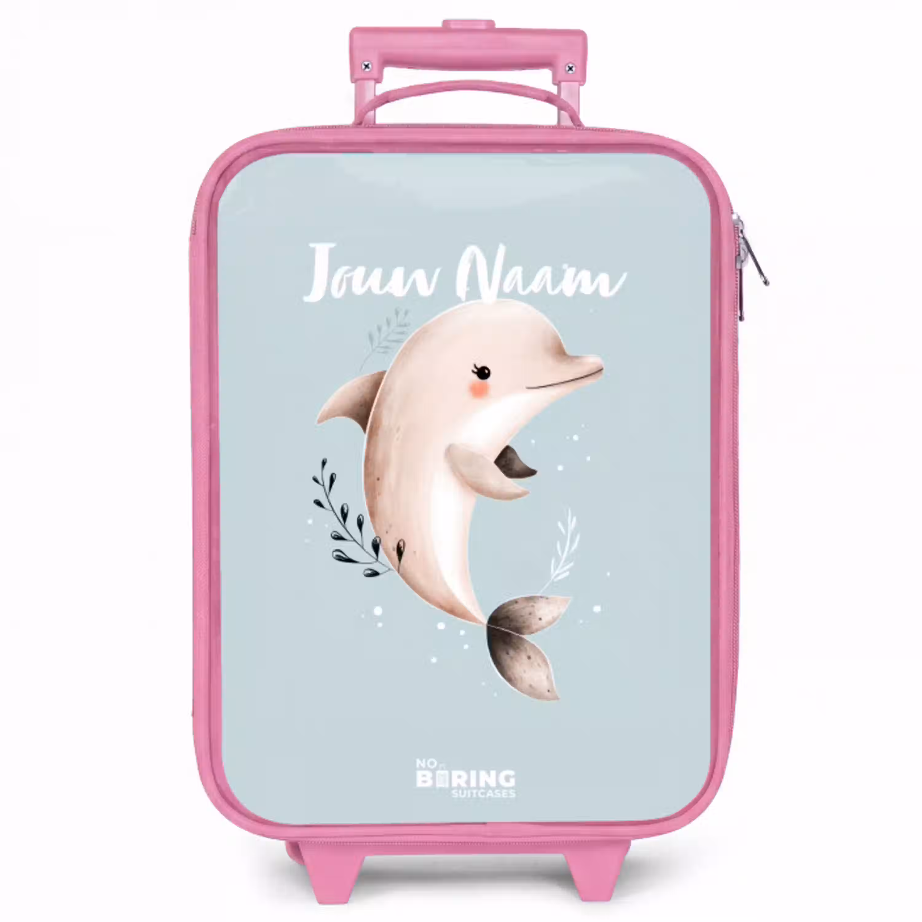 Beige dolfijn in blauw water Kinderkoffer - Roze klein -zzz_website3d