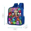Monsters, bloemen en ijsje patroon Kinderrugzak - Blauw middel -productfoto_formaten
