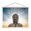 Boeddha hoofd - Buddha - Lucht - Spiritueel - Meditatie textielposter latten blank klein -3d