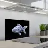 Porselein - Goudvis - Delfts - Blauw keuken achterwand spatscherm klein -3d_schuin