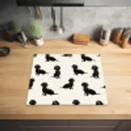 Hond - Patroon - Zwart Inductie beschermer vinyl 3mm middel 274 -sfeer5