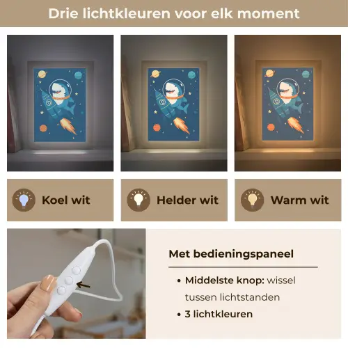 Raket - Haai - Ruimte Light Box met kabel klein -USP_lichtkleurNL