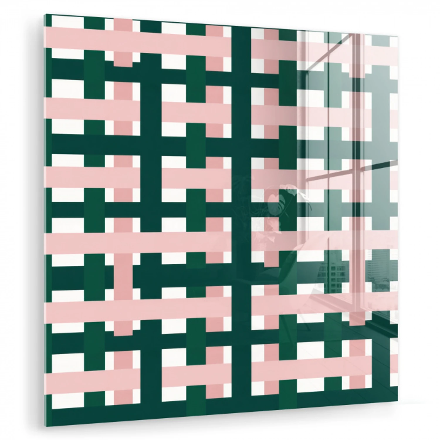 Vlechtpatroon - Groen - Roze - Grafisch plexiglas 5mm klein 11 -zzzproduct_nieuw