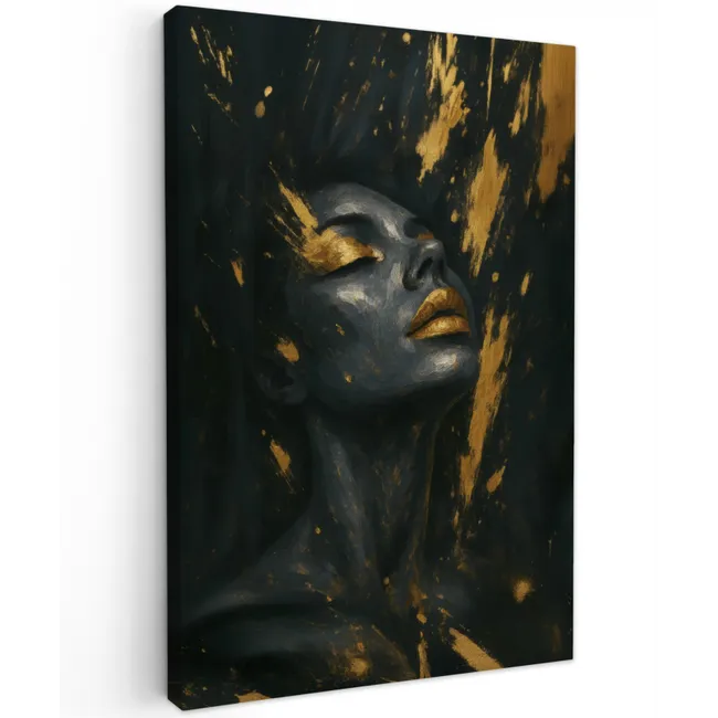 Gezicht - Vrouw - Verfspatten - Abstract Tuinposter op houten frame 2 cm dik klein -3d