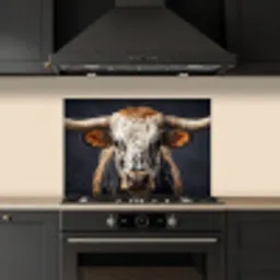 Stier - Kleurrijk - Hoorns keuken achterwand spatscherm klein -sfeer1