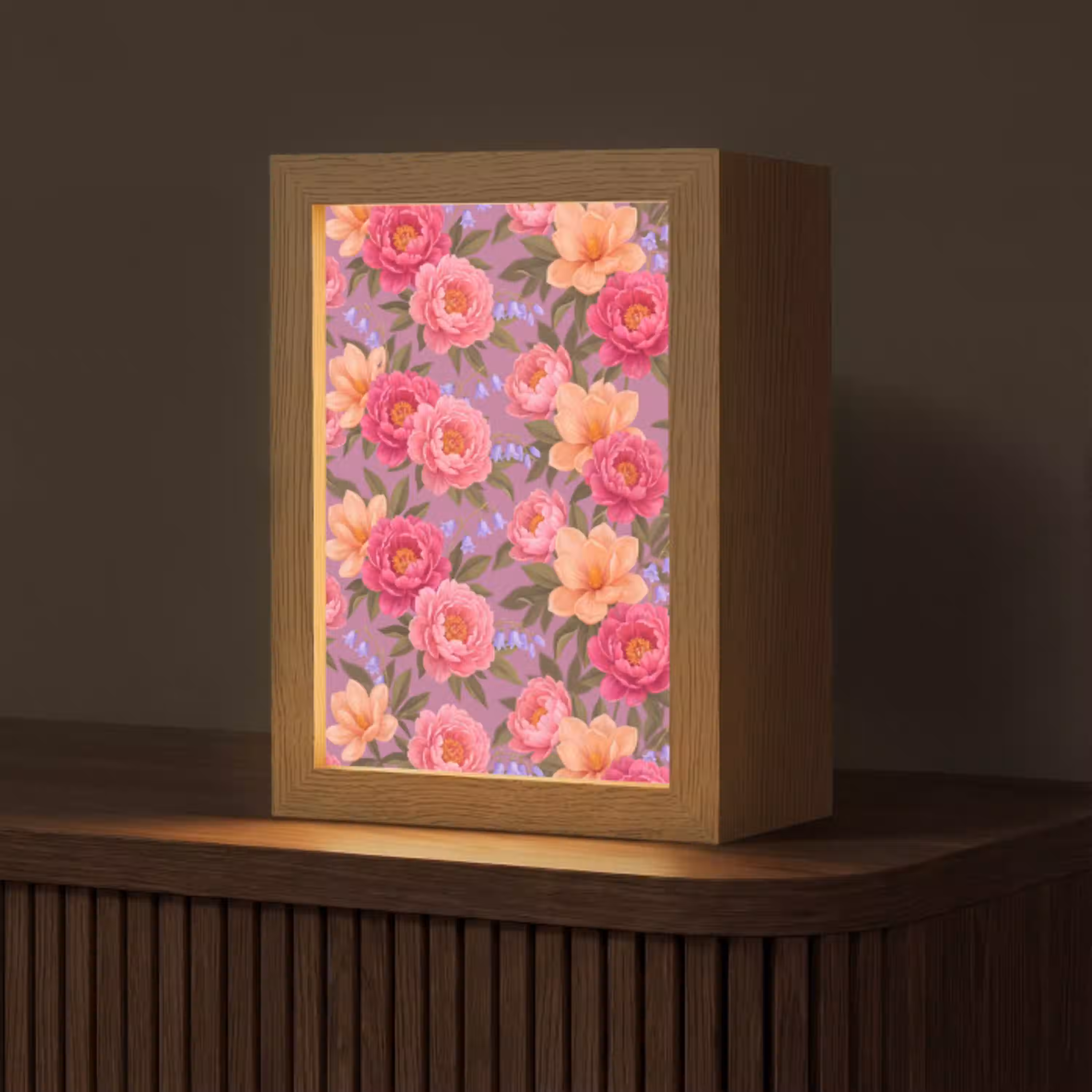Bloemen - Patroon - Illustratie - Roze Light Box met kabel (Tafellamp) klein -z3d_website