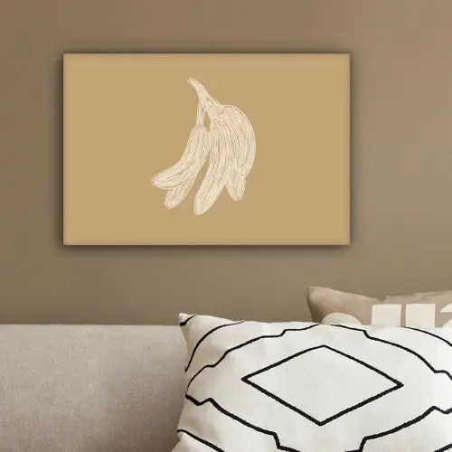 Bananen - Beige - Lijntekening - Minimalistisch canvas 2cm klein -sfeer3