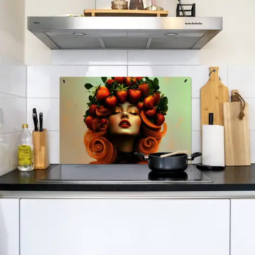 Vrouw - Aardbeien - Kroon Inductie beschemer met haakjes klein -sfeer2