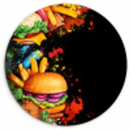 Fastfood - Graffiti - Hamburger - Eten - Modern Wandcirkel kunststof plaat 5mm dik klein -3d