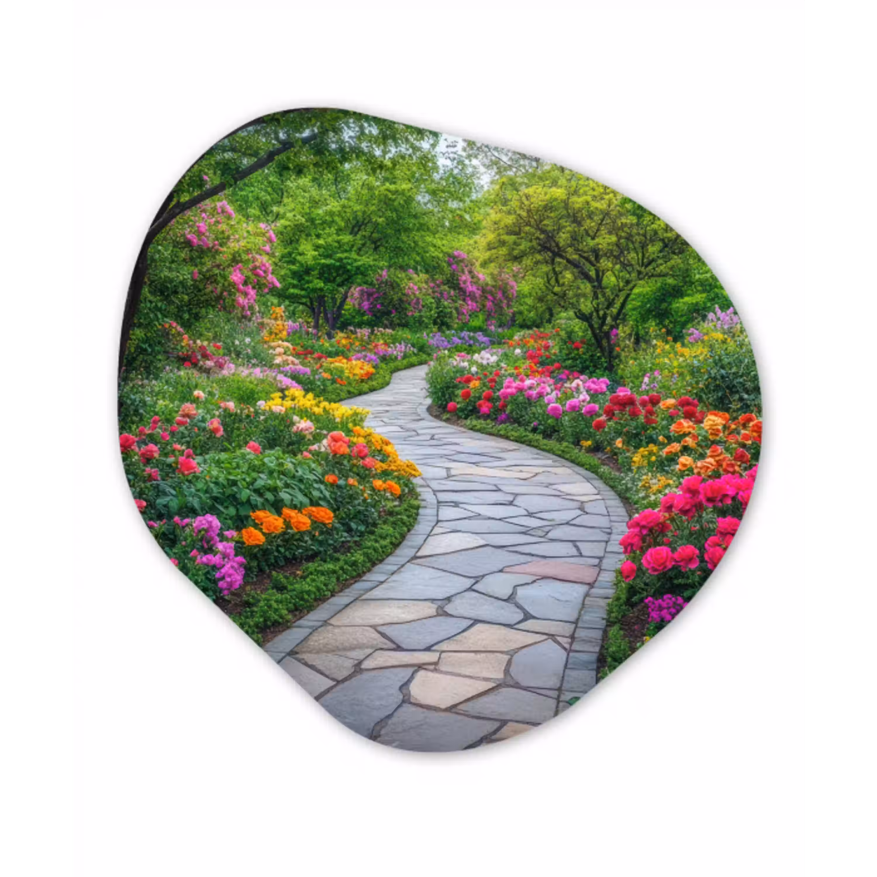 Park - Bloemen - Tuin Wandcirkel Organisch Aluminium middel -3d