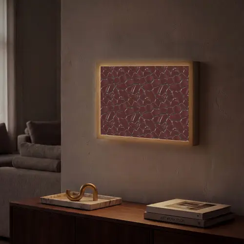 Mozaïek - Tegel - Bordeauxrood Light Box met batterij (Wandlamp) middel 907 -sfeer1