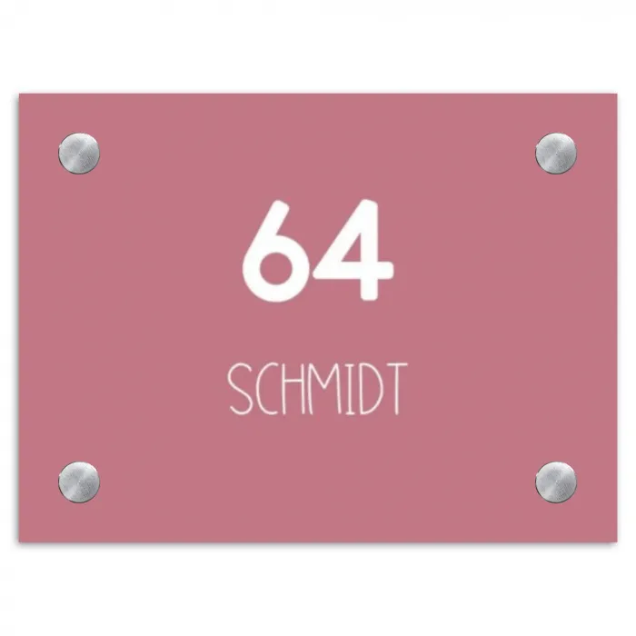 Oudroze - Modern Naambord Rechthoek middel -3d
