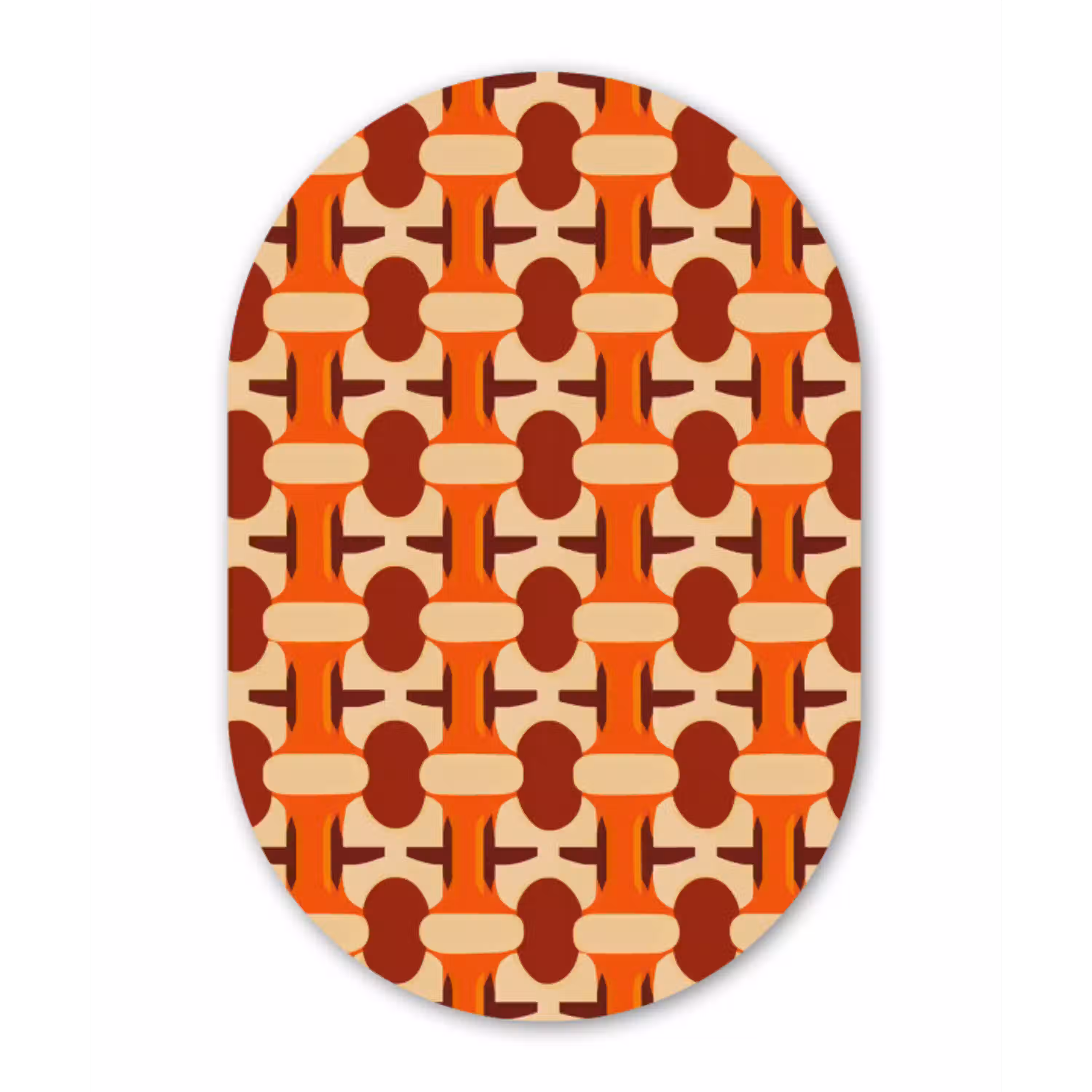 Geometrisch - Retro - Oranje Wandcirkel Ovaal Forex klein 630 -3d