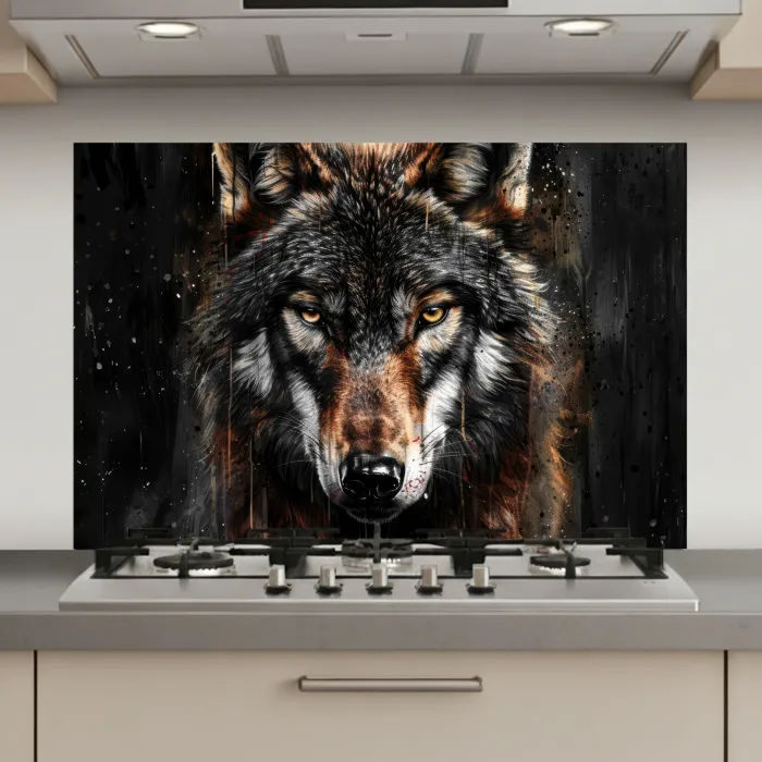 Dieren - Wolf - Portret - Zwart - Bruin keuken achterwand spatscherm klein -3d_website