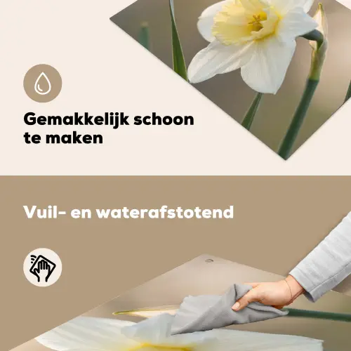 Narcis - Bloem - Minimalistisch Inductie beschemer met haakjes klein -ky-schoon-nl