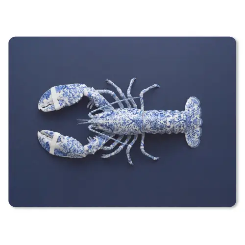 Kreeft - Porselein - Delfts - Blauw muismat rubber klein -3d