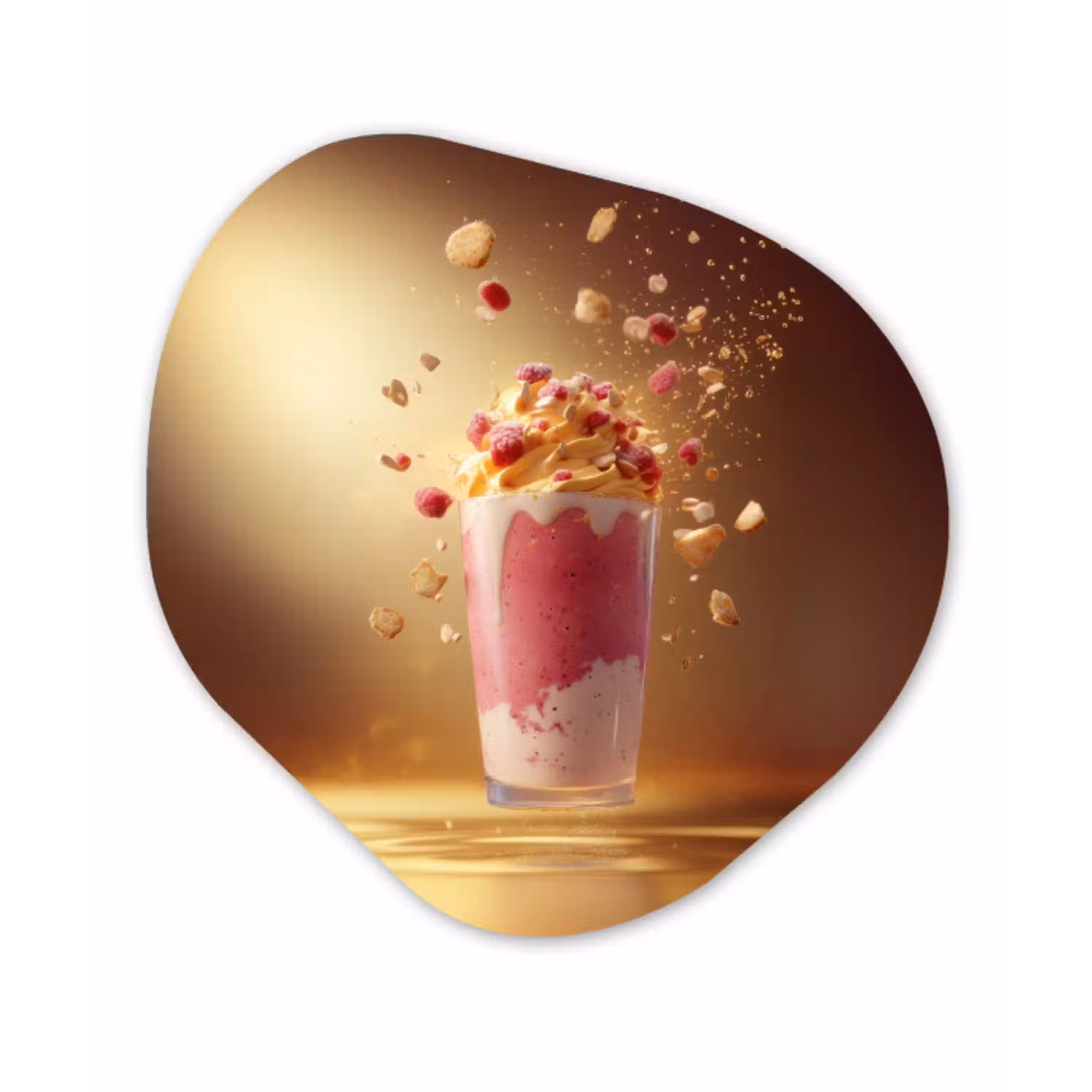 Framboos - Smoothie - Drinken - Roze Wandcirkel Organisch Aluminium middel -3d