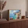 Kustdorp - Schilderij - Rotsen - Boten Light Box met batterij (Wandlamp) middel -sfeer2