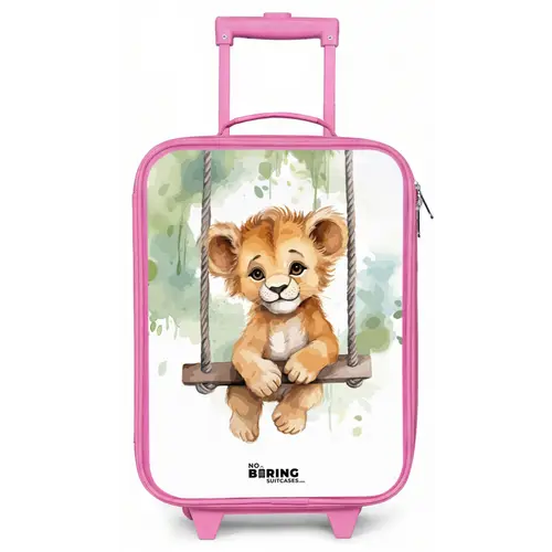 Leeuwenwelpje met schommel illustratie Kinderkoffer - Roze klein -zz3dotto
