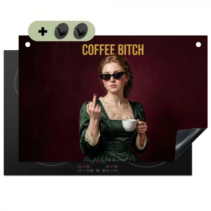 Koffie - Vrouw - Middelvinger Inductie beschemer met haakjes klein -3d