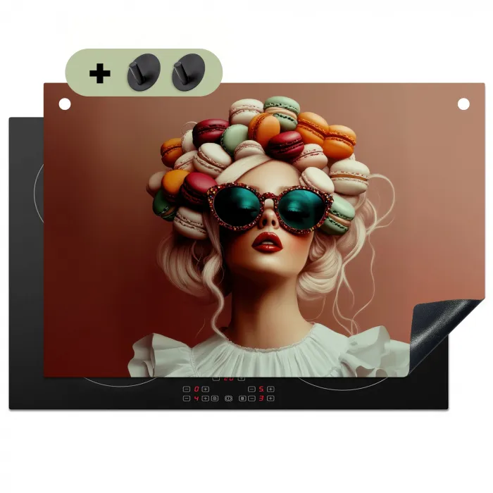 Vrouw - Macarons - Bril Inductie beschemer met haakjes klein -3d