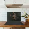 Kat - Pak - Oranje - Sigaar keuken achterwand spatscherm klein -sfeer2