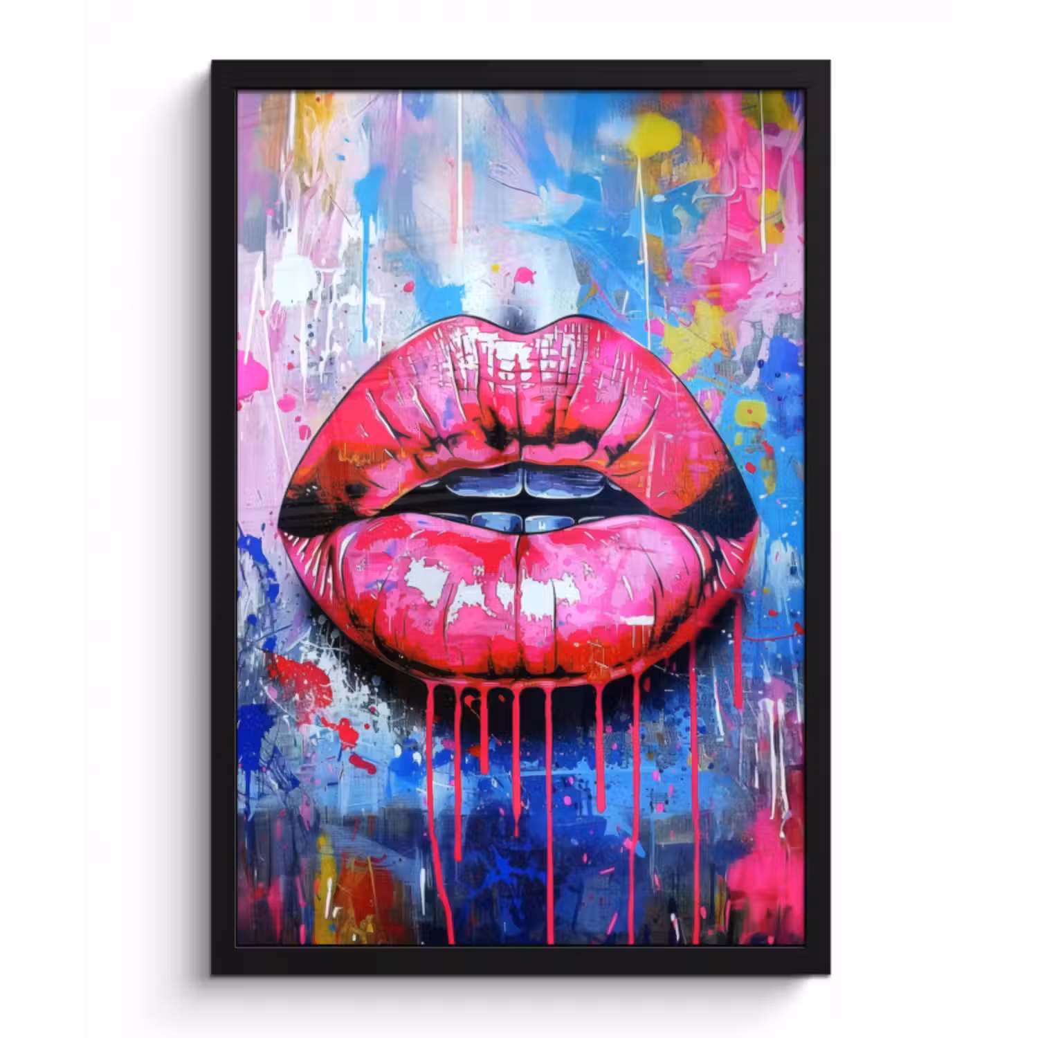 Bilder mit Rahmen - Graffiti - Lippen - Hellrosa - Gemalt