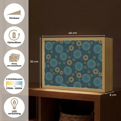 Blauw - Patroon - Retro Light Box met batterij (Wandlamp) middel 907 -USP_websiteoverzichtNL
