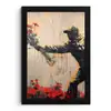 Street art - Man - Bloemen - Rood - Graffiti - Banksy fotolijst zwart zonder passe partout klein -3d
