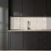 Bloemenprint - Grijs - Crème keuken achterwand 2 middel 871 -sfeer1