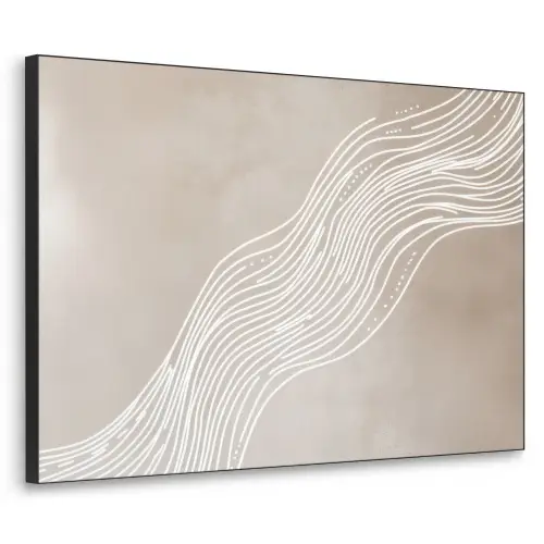 Golvende lijnen - Vloeiend - Zandkleurig Textielframe zwart klein -3d