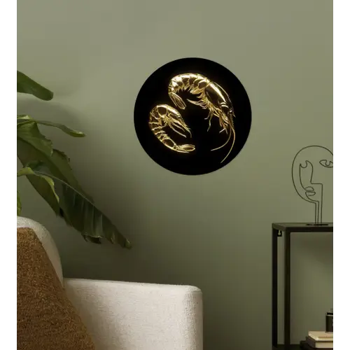 Garnalen - Zwart - Goud - Dieren Wandcirkel behangsticker klein -sfeer2