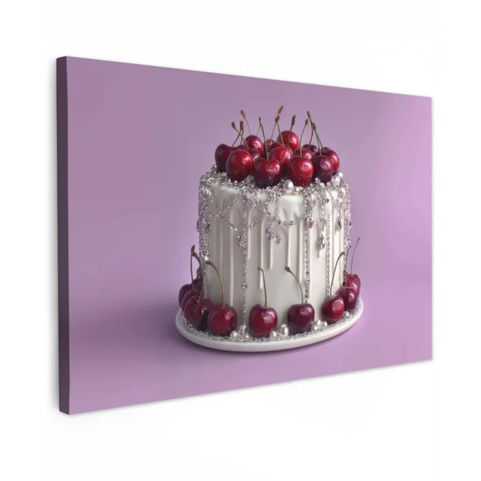 Taart - Kersen - Juwelen - Rood canvas 2cm klein -z3d