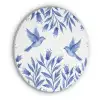 Modern - Vogels - Delfts - Blauw Akoestische PET Vilt - Rond klein -3d