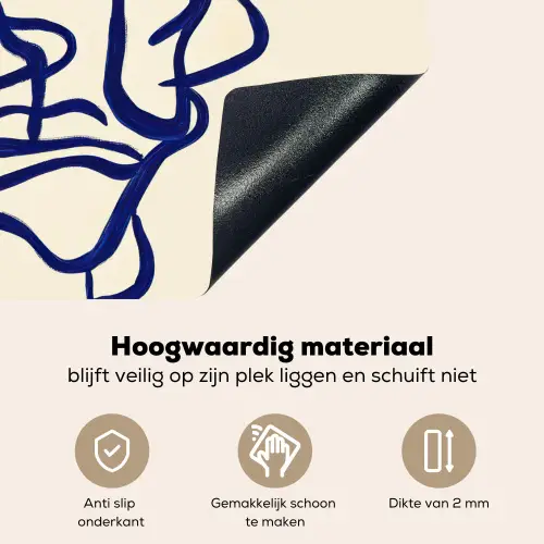 Lijntekening - Overlappende gezichten - Donkerblauw Inductie beschemer met haakjes middel -ky-onderkant-nl