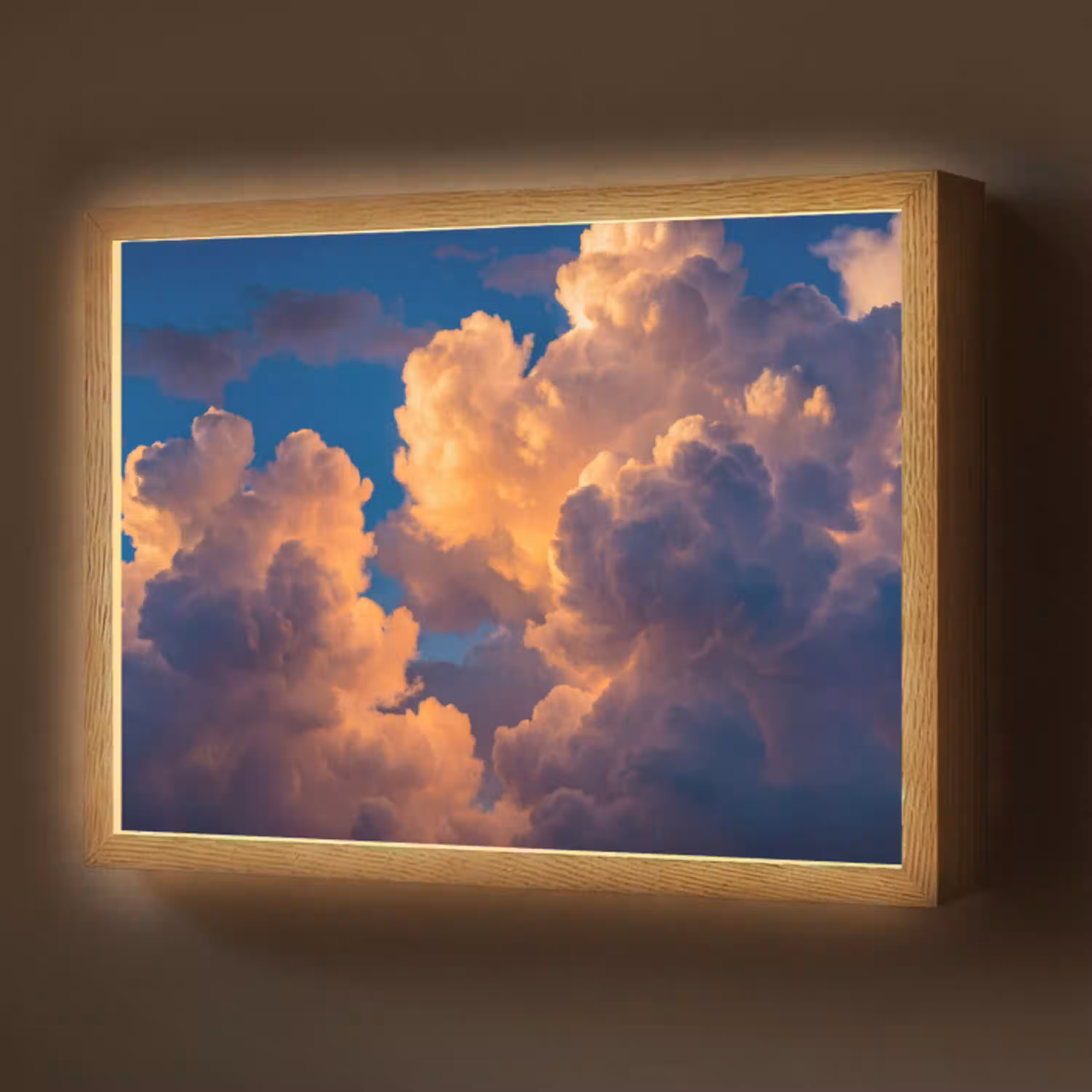 Wolken - Zonsondergang - Natuur - Oranje - Blauw Light Box met batterij (Wandlamp) middel -z3d_website