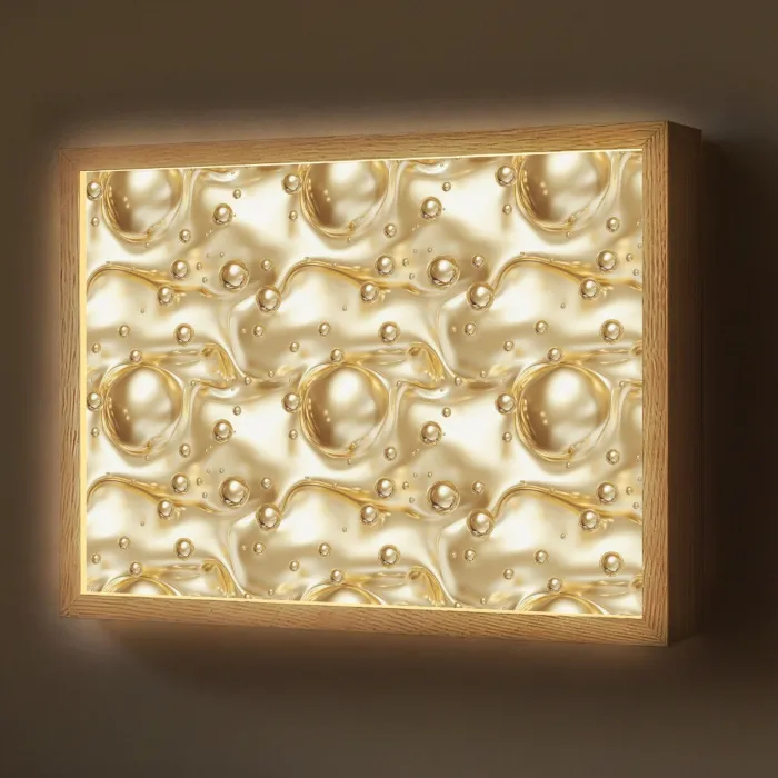 Vloeibaar - Druppels - Goud Light Box met batterij (Wandlamp) middel 907 -z3d_website