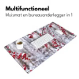 Bessen - Takken - Sneeuw - Winter - Kleurrijk Muismat XXL klein -sfeer4