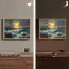 Zee - Zon - Golven - Rotsen Light Box met batterij (Wandlamp) middel -sfeer3